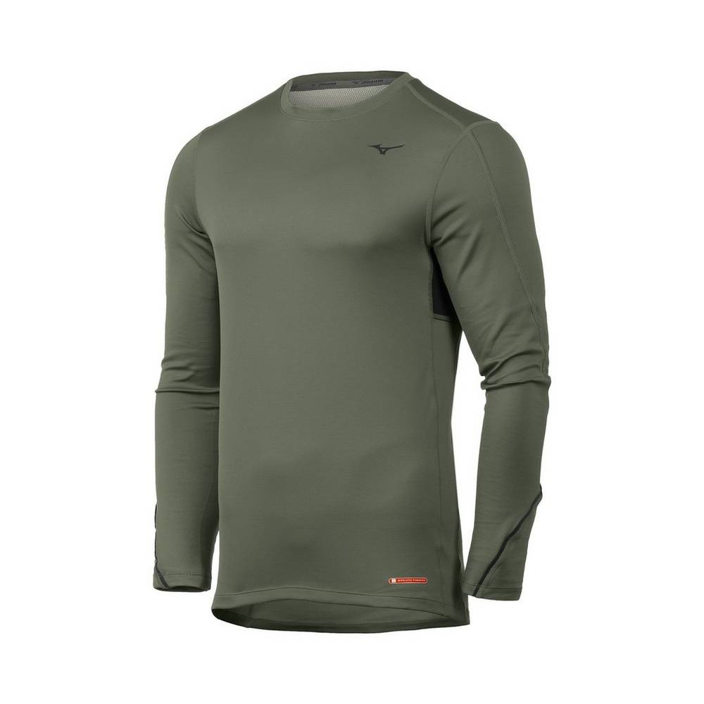 Panske Base Layer Mizuno Breath Thermo® Long Sleeve Zelene Vypredaj OADC25683